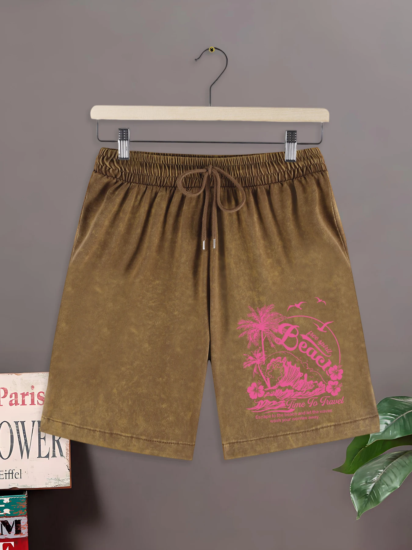 

Мужские летние хлопковые шорты с принтом «Пляжные волны», свободные, тонкие, для улицы, повседневные, модные, для путешествий