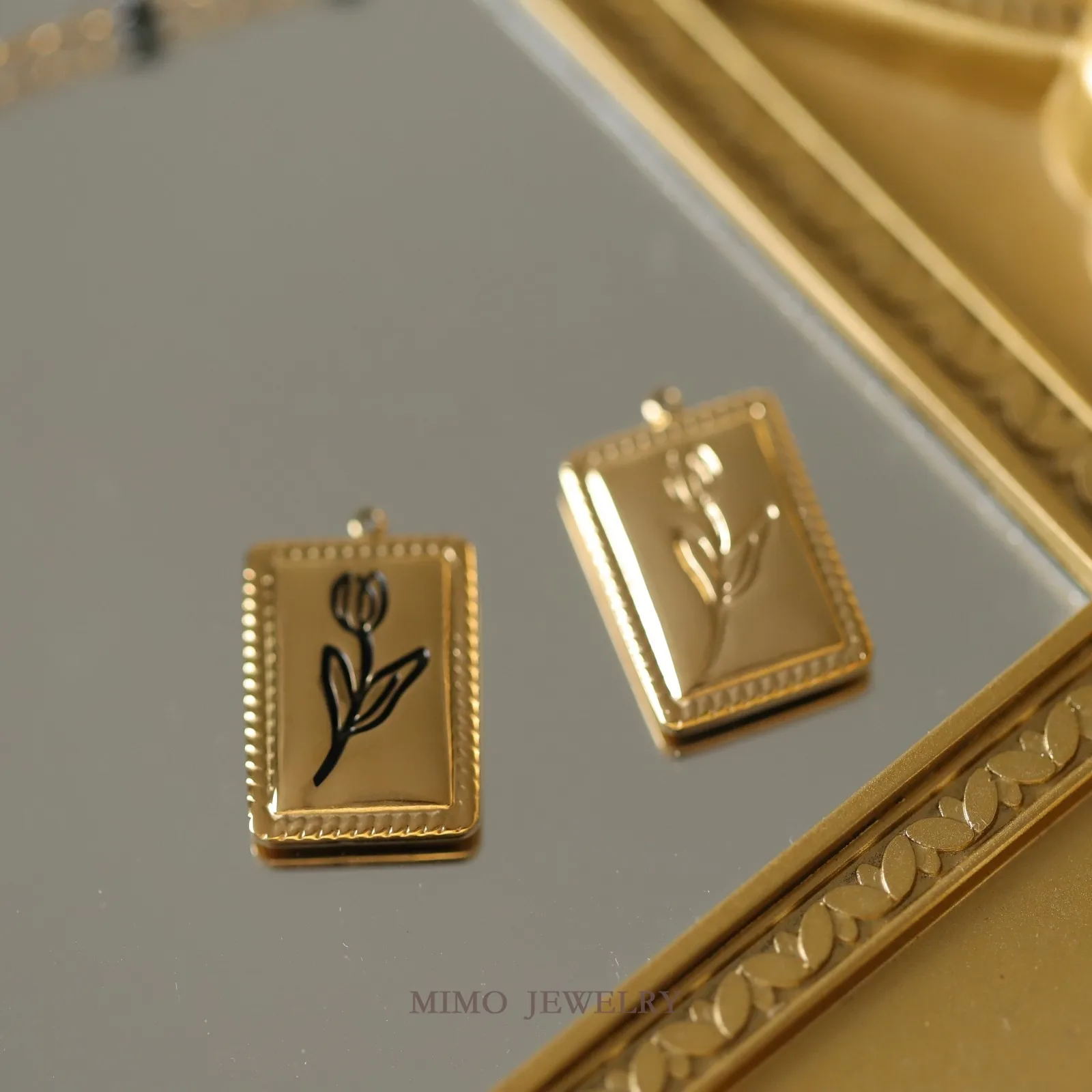 

Позолоченная, элегантная, нишевая рамка для картины маслом из титановой стали, подвеска-тюльпан, подвеска «сделай сам», аксессуар-подвеска