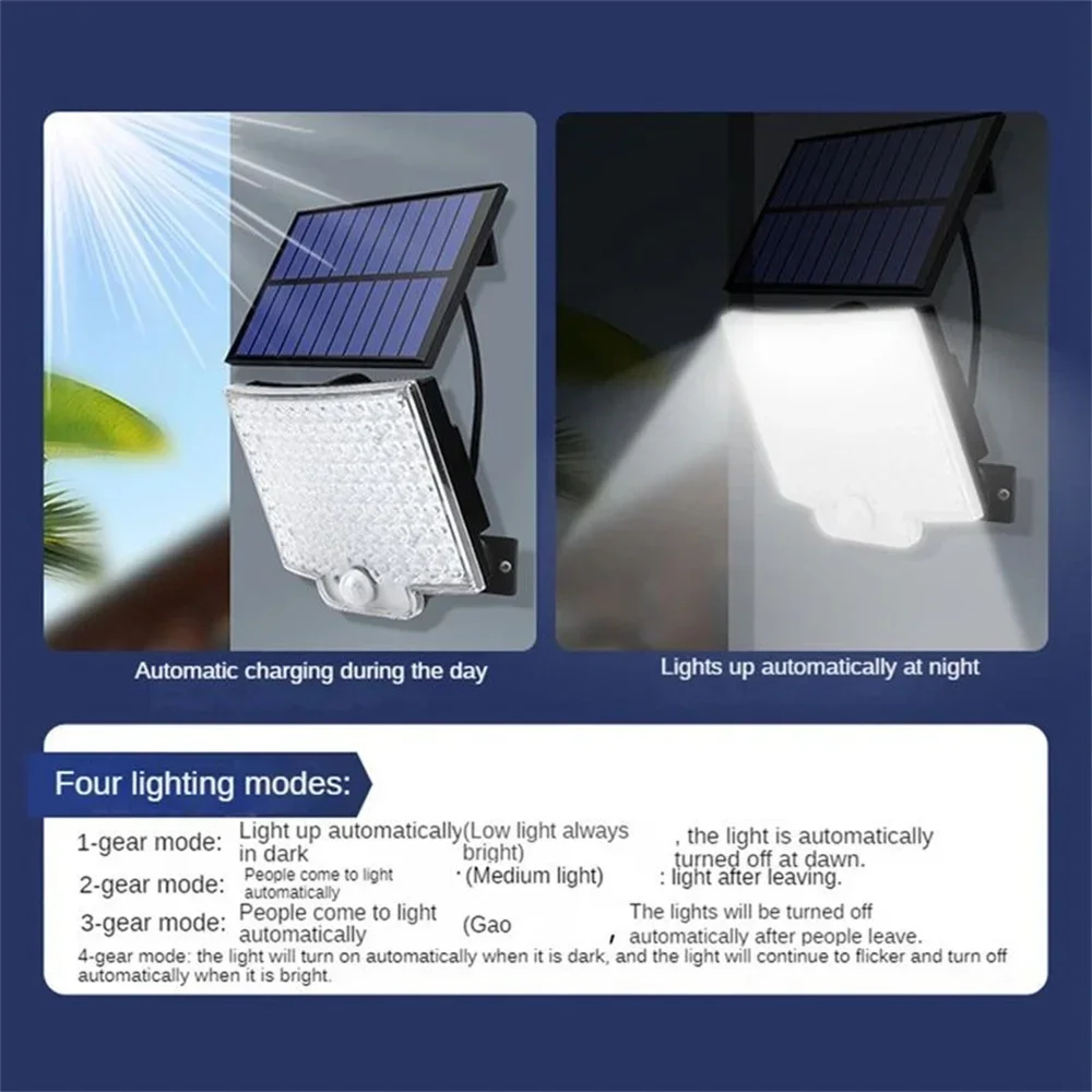 Solar Lights Outdoor Waterproof 106 LED Solar Motion Sensor Flood Light 3 Lighting Modes Solar Security Light For Garage Fence
