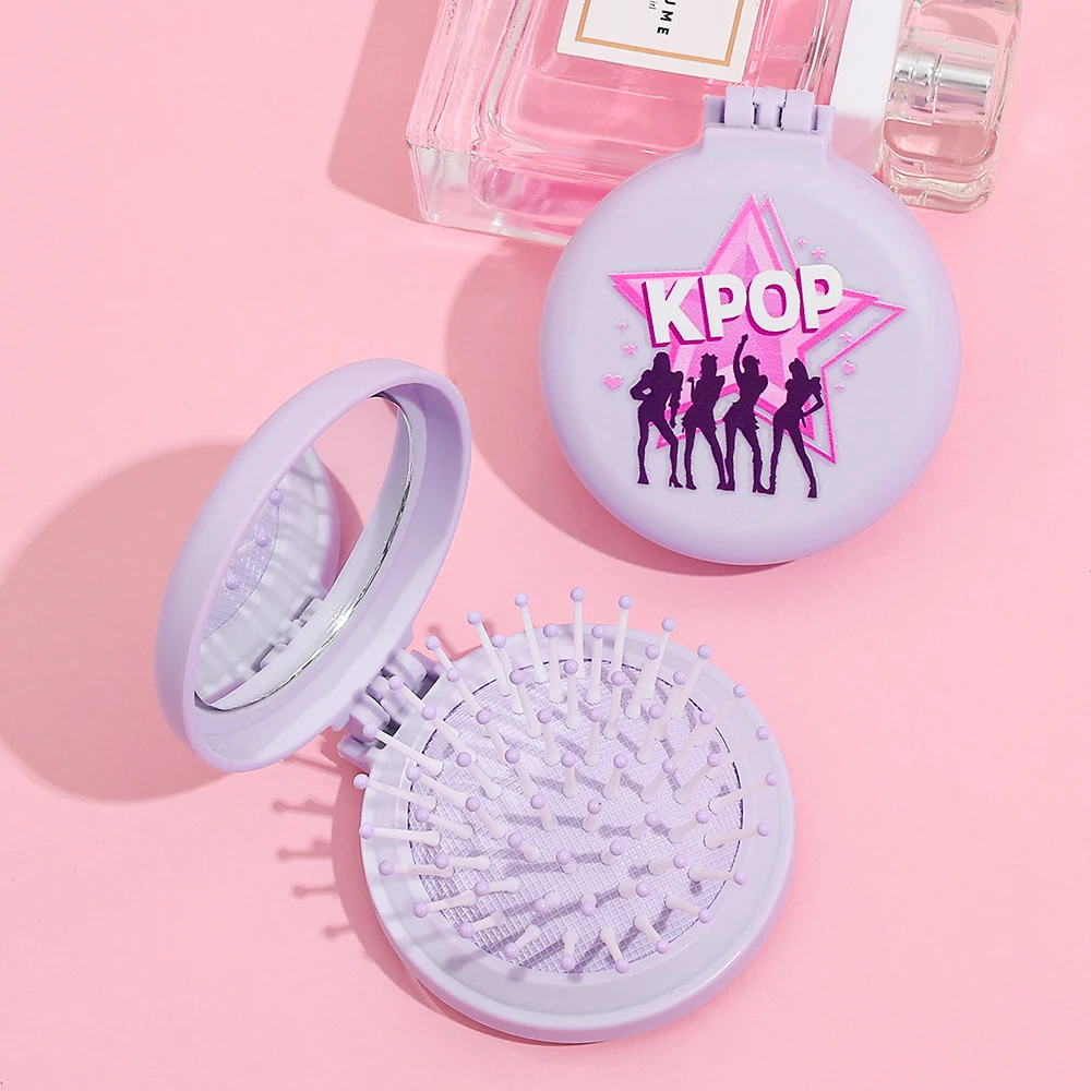 1pcs cold smoke purple KPOP hairdressing comb foldable portable hand-held comb carry-on makeup comb suitable for girls to go out