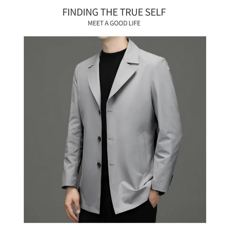 X824-Chaqueta de traje larga para hombre, cortavientos informal de negocios, tops holgados de longitud media de talla grande, novedad de 2023