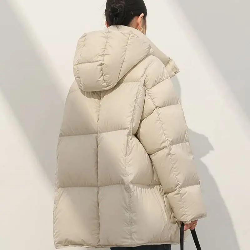 2026 New Women's Winter Cotton Jacket Mid-Length Korean Style Chic Loose Puffer Coat Thick Cotton Padded Jacket Solid Outerwear