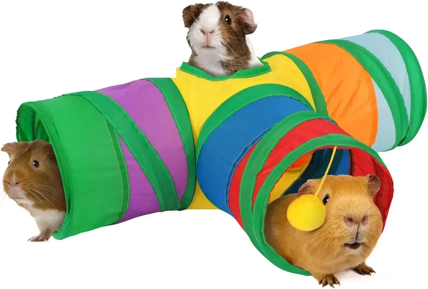 Christmas Themed Guinea Pig Tunnel Collapsible Small Pet Tunnel and Tube with Interactive Balls for Baby Rabbit Hamsters To Rest