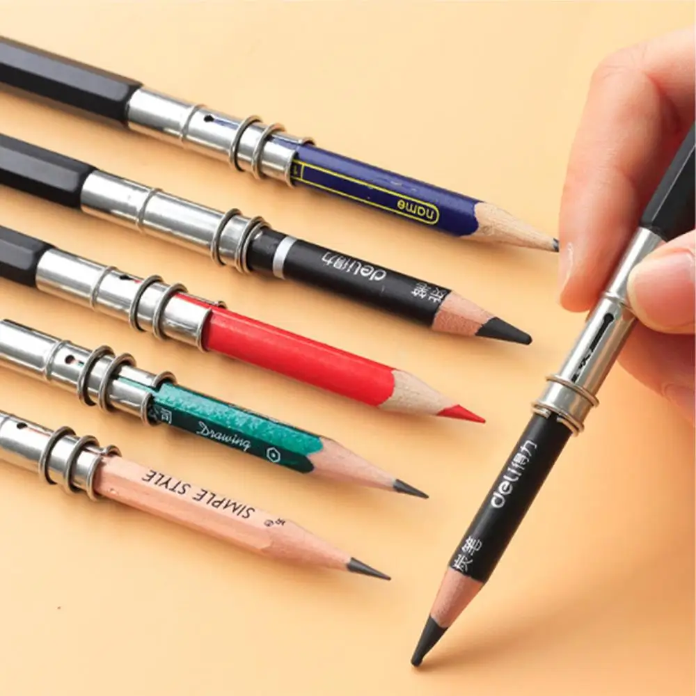 3Pcs Pencil Clip Metal Pencil Extender Stainless Steel Pencil Connector Double End Pencil Extender Pencil Sleeve