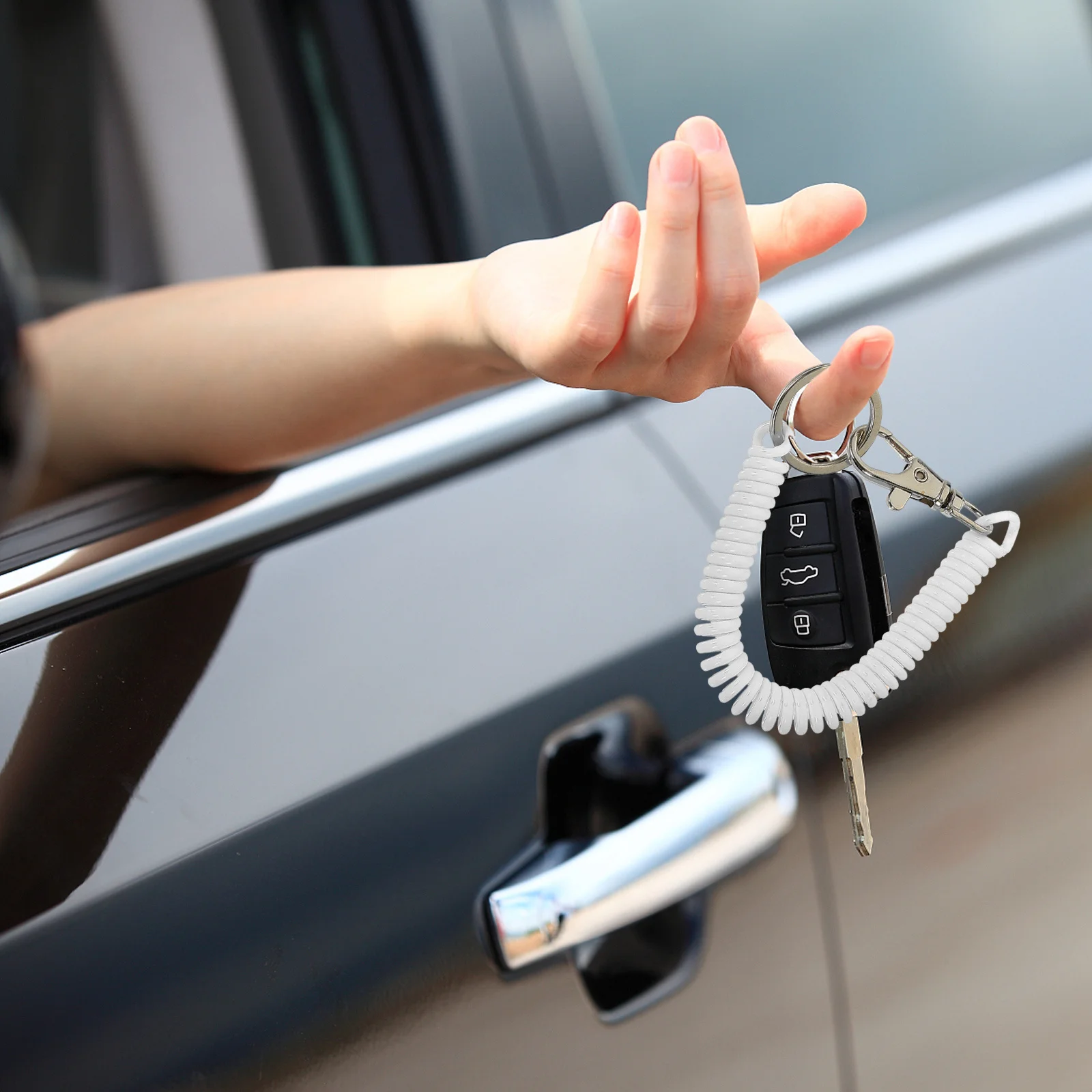 

6Pcs Multi-Function Waterproof Stretch Key Rings Retractable Spring Coil Key Chains Outdoor Anti-Lost Wrist Keychains Women Men