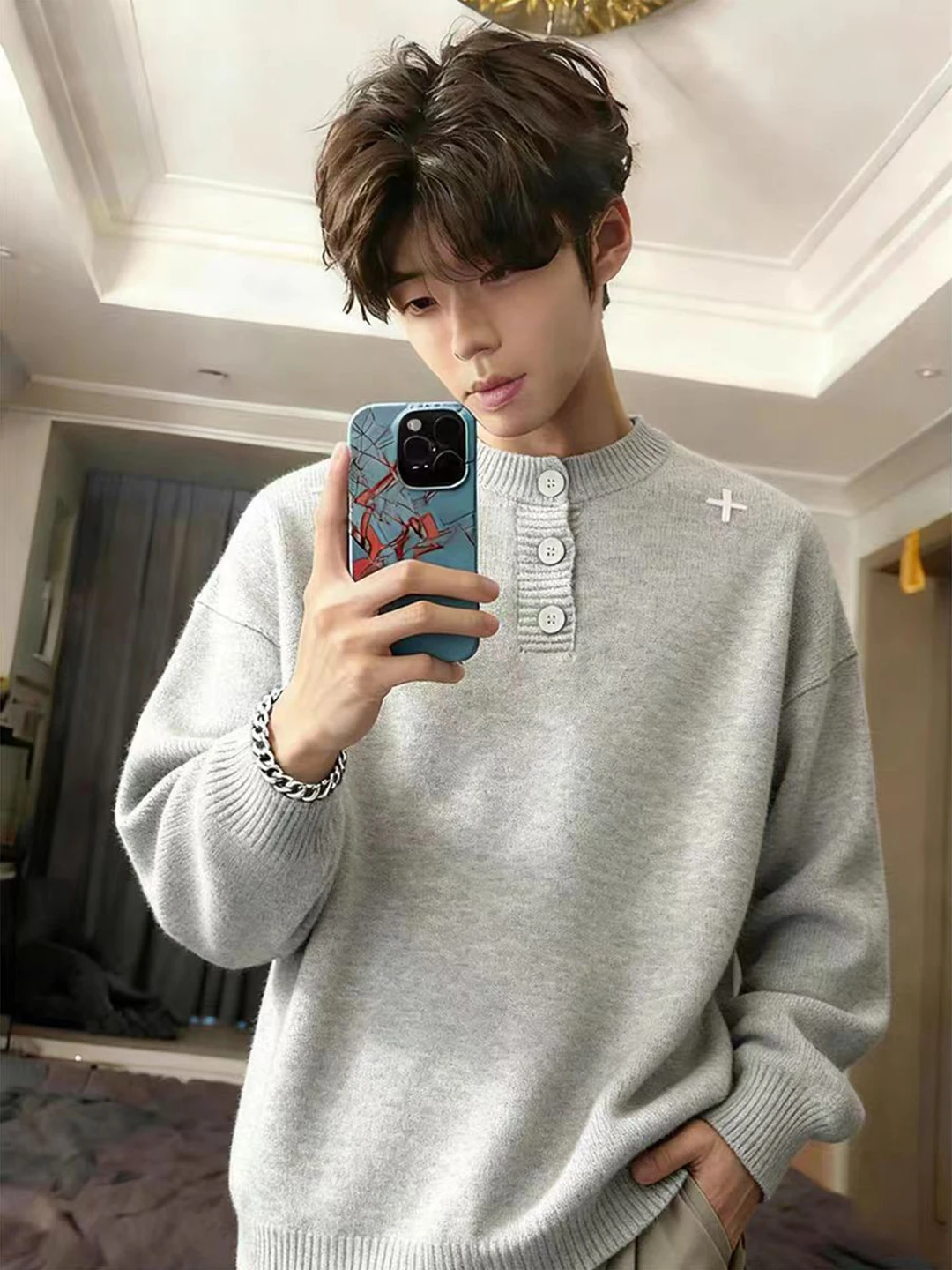 

Cleanfit Henry Collar Knitwear Men's Autumn Winter Soft Cotton Long Sve Casual Inner Wear Old Money Sle Base Layer Top