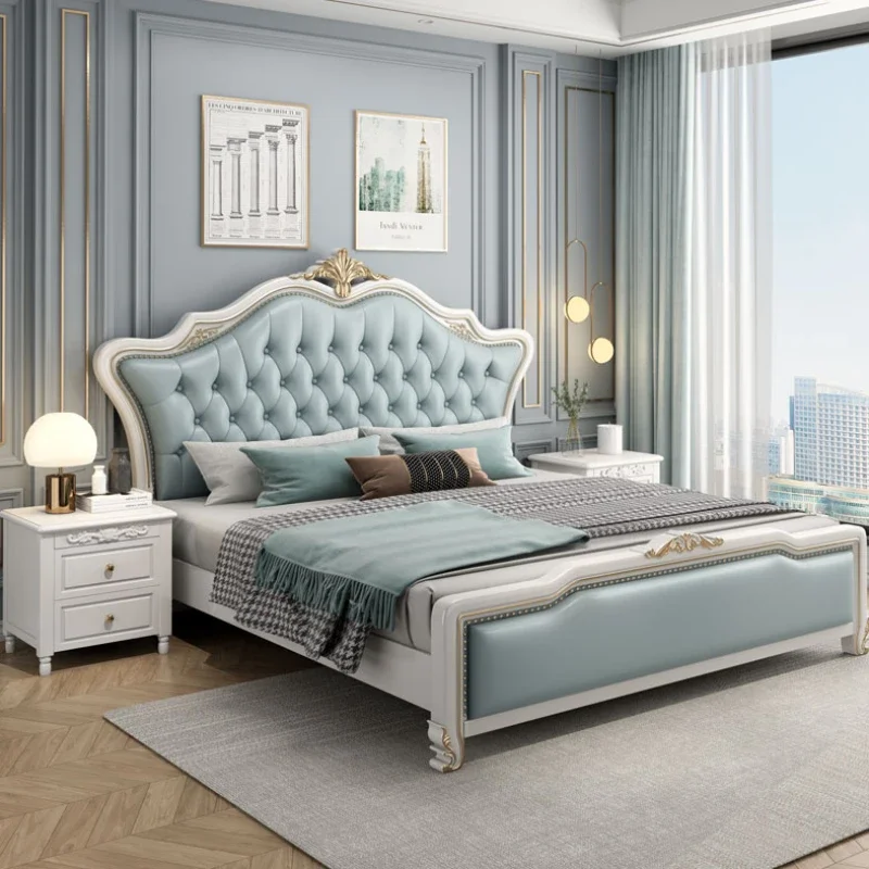 

European Aesthetic Bed Frame High End Glamorous Modern Designer Twin Bed Frame Queen Luxury Boxspring Cama De Casal Furniture