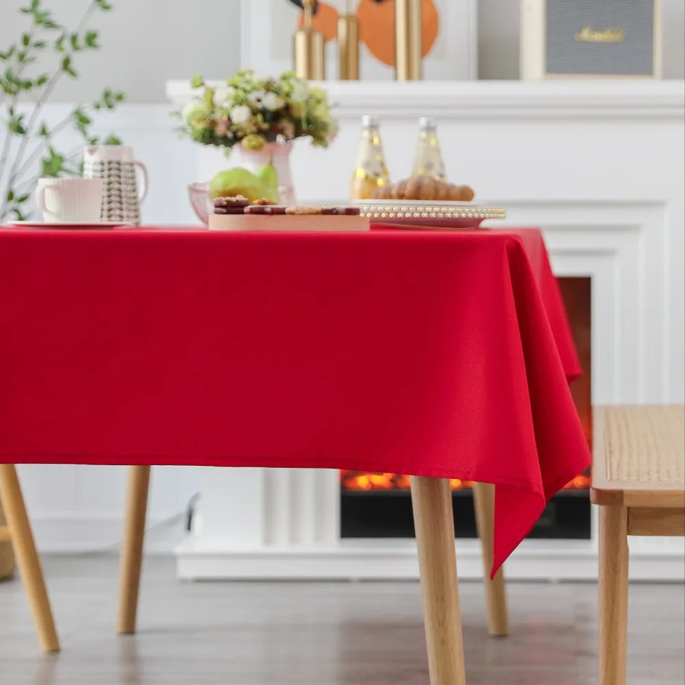 Christmas Red Tablecloth Washable Table Cloth Suitable for New Year Holiday Party Dinner Home Decoration Tablecover