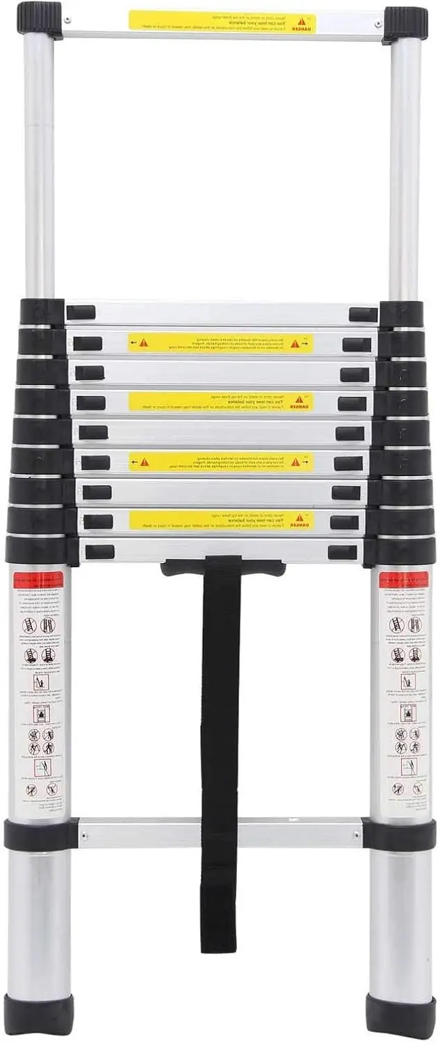 

10.5 FT Aluminium Telescoping Ladder Extension Steps Anti-Slip Rubber Feet Lightweight Portable Heavy Duty 330lb Load Capacity