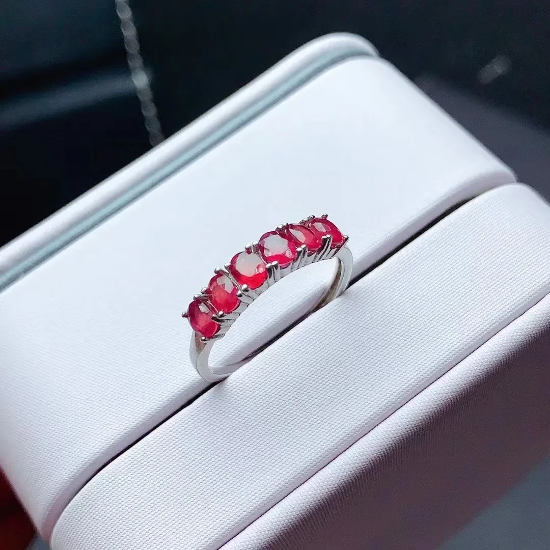 3mm * 4mm Burmese Natural Ruby Ring 925 Sterling Silver Ruby Ring A Romantic Gift for Your Girlfriend