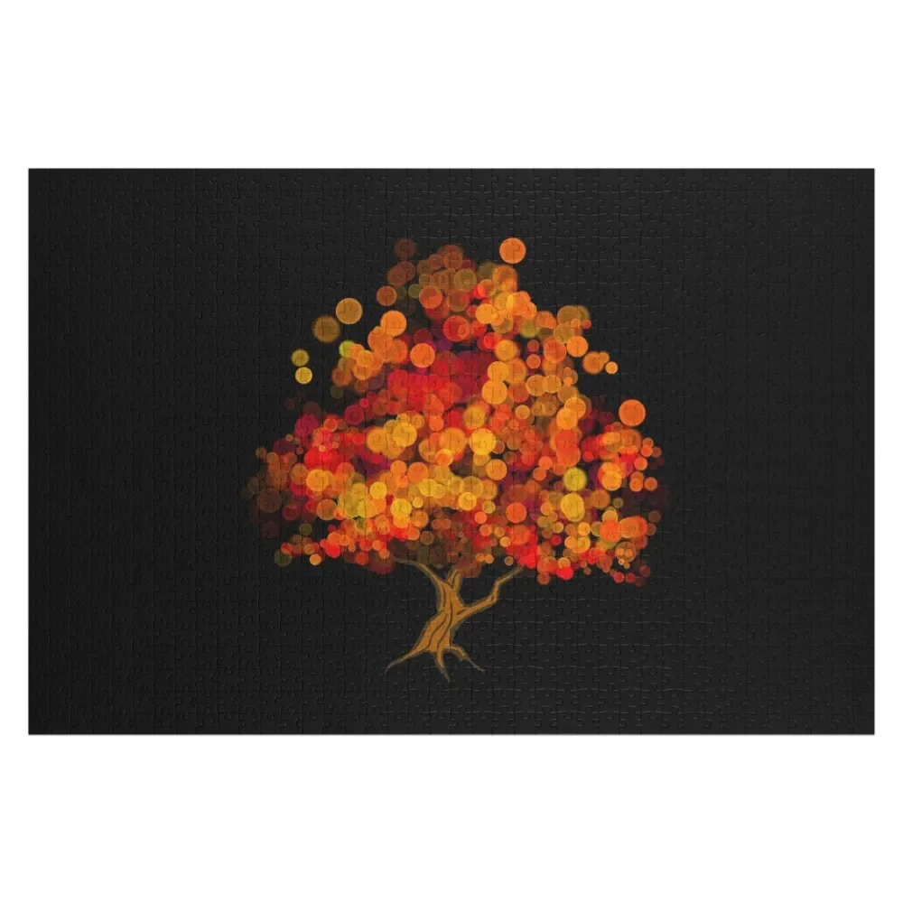 Orange Bubble Tree Jigsaw Puzzle Personalized Name For Children Wooden Boxes Puzzle