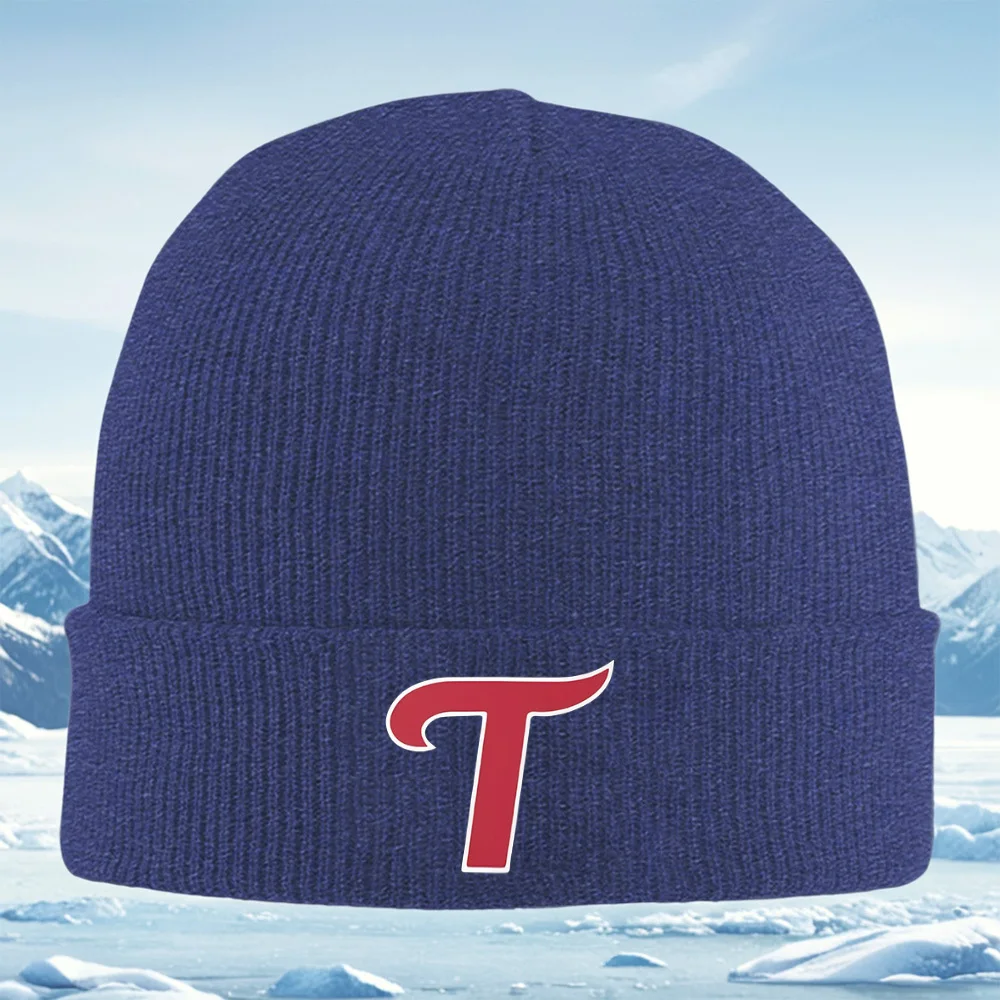 Lettre rouge avec contour blanc sur noir hommes femmes unisexe tricoté chapeau bonnet pull casquette hiver thermique chaud noël extérieur Cy