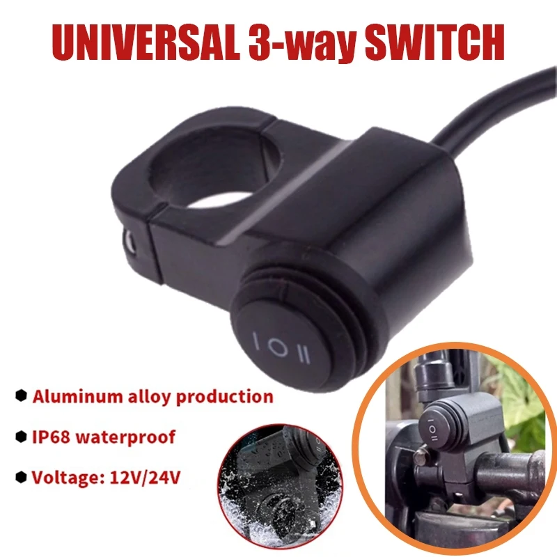 

Motorcycle Universal 3 Way Switch ON OFF Mini Driving Light Switch With Clip Waterproof