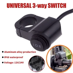 Motorcycle Universal 3 Way Switch ON OFF Mini Driving Light Switch With Clip Waterproof