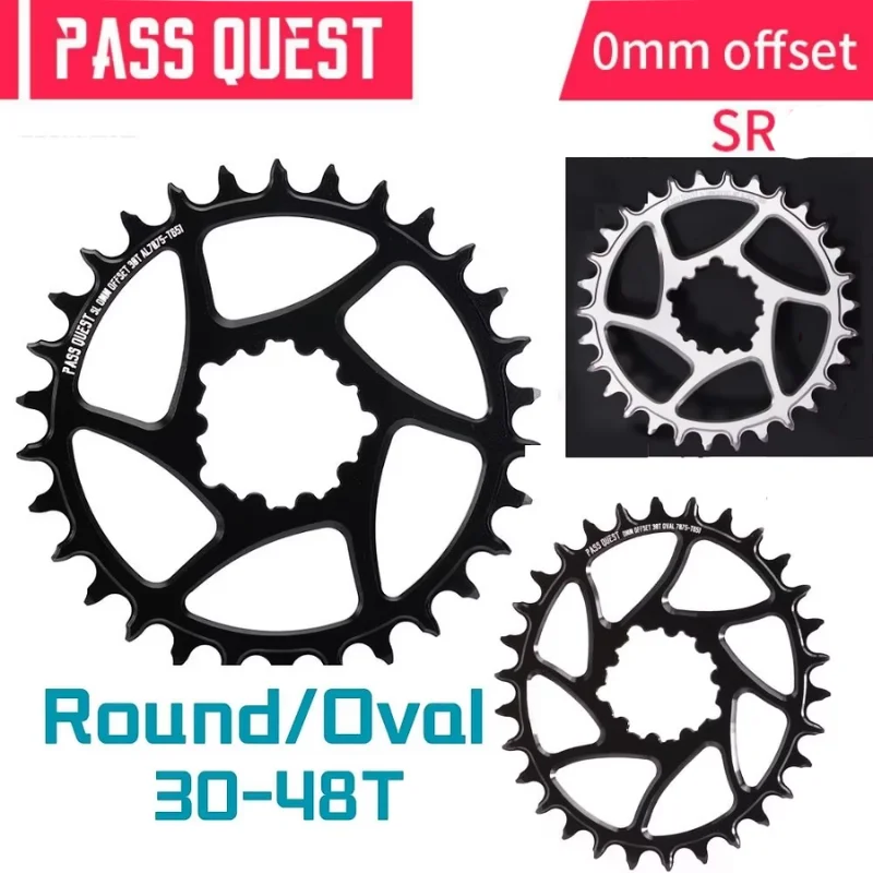 PASS QUEST SR 0mm plato compensado rueda dentada de dientes anchos y estrechos 30-48T disco redondo/ovalado piezas de bicicleta SR