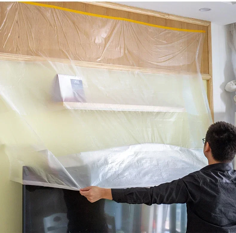 Various lengths Dust-proof Masking Tape Plastic Drop Cloth Dust Protection Masking Film Cover For Automobile Furniture
