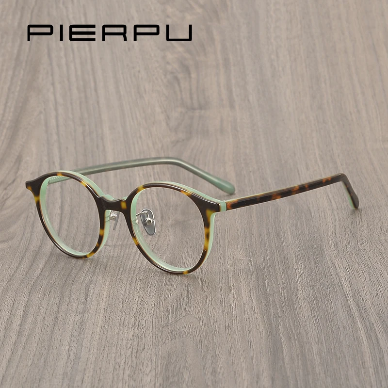 

New Vintage Round With nose pads eyewear Acetate Optical Eye glasses Frame Men Women Myopia Prescription glasses Clear lenses