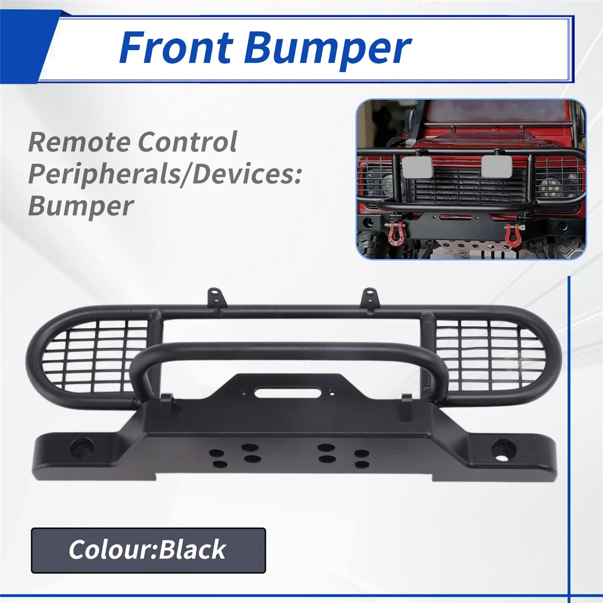 B51C for TRX4 Metal Front Camel Trophy Bumper with Light for 1/10 RC Crawler Car Traxxas TRX4 TRX-4 Defender