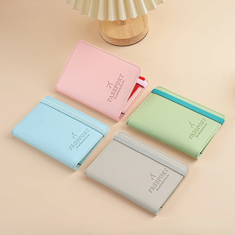 Cute Candy Color Passport Cover Women Travel Wallet Case for Passports Elastic Strap Passport Holders