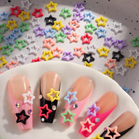 100pcs Macaron Hollow Stars Resin Nail Decorations Kit, Multicolor Mix Five-pointed star Nail Charms DIY Manicure Supplies