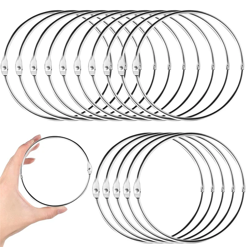 【People Favorite】15 Pack Nickel Plated Steel Paper Book 4 Inch Extra Large Metal Loose Leaf Binder Rings Keychain Key Binder Rin