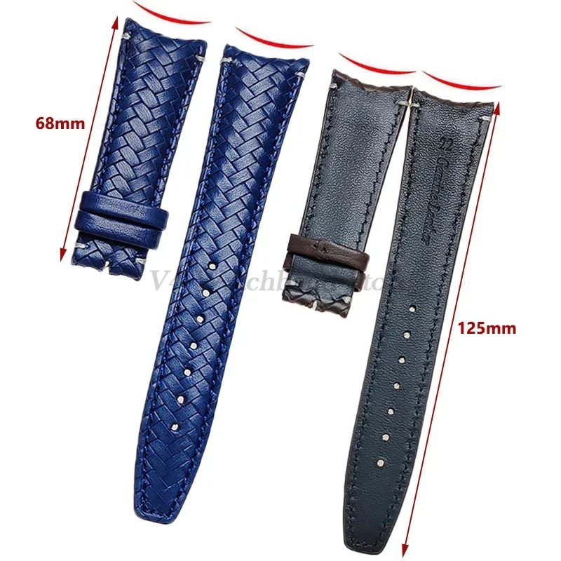 Watch Band for IWC Pilot Series Curved End Woven Leather Watchband for Omega Genuine Cowhide Bracelet 20mm 22mm