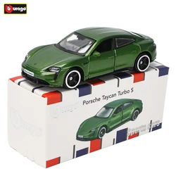 Bburago Porsche Taycan Turbo S Car Model Collection Kids Xmas Gift Toys for Boys Ferrari LAMBORGHINI Benz Volkswagen