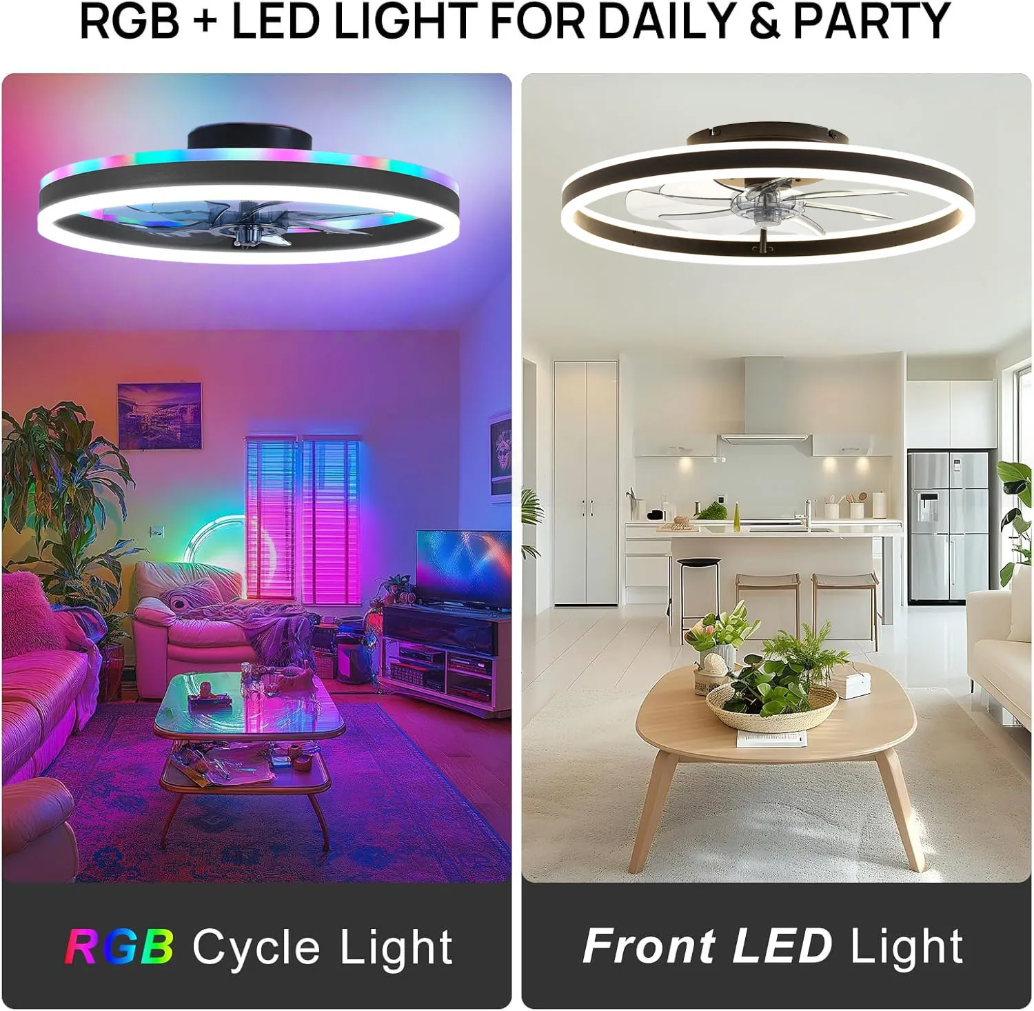 RGB Smart Ceiling Fan Light 6-speed Fan + Starry Sky Effect, Modern and Low-key Ceiling Fan Light with LED Lights