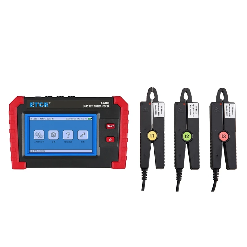 ETCR4400 Multifunction Three-Phase Voltage 2V-700V Voltammeter 0.001-20A Current Meter 0°-360°Phase Detector Multimeter