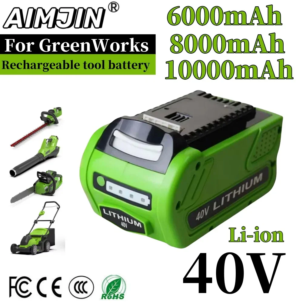 40V 10000mAh Battery For Greenworks 29462 40V Rechargeable Battery For 29472 29282 Power Tools Batteries For GreenWorks 29462