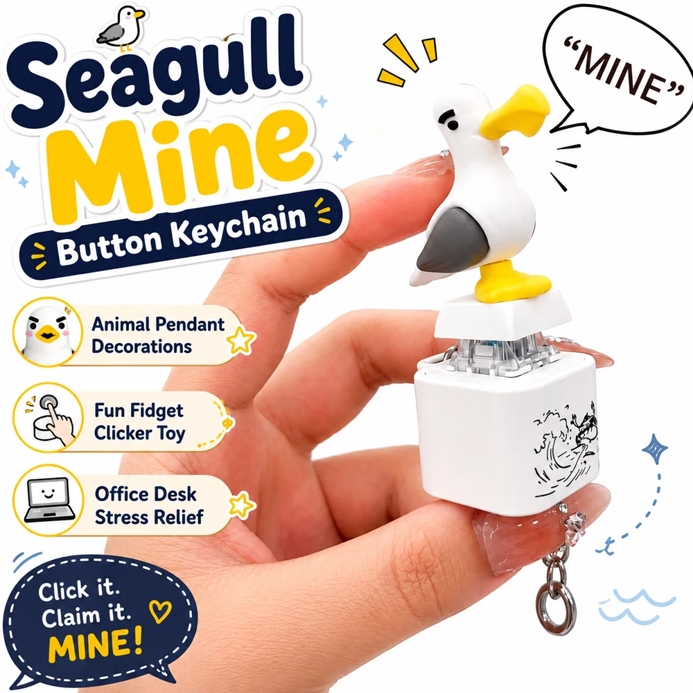 Seagull Mine Sound Button Keychain,Seagull Mine! Button Keychain-Real Sound & LED Light Fun Gift