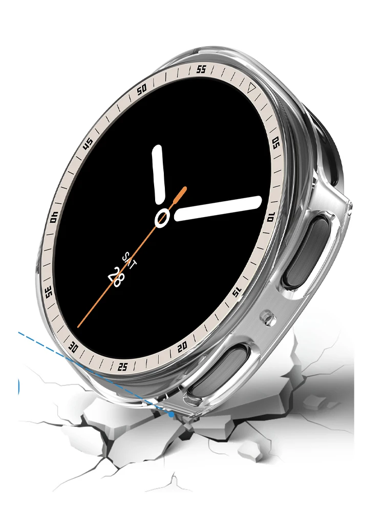 Schutzring-Hülle für Samsung Galaxy Watch 8 44mm 40mm, Hartplastik-Stoßfänger mit Skalenmuster, Schutzhülle für Galaxy Watch 8