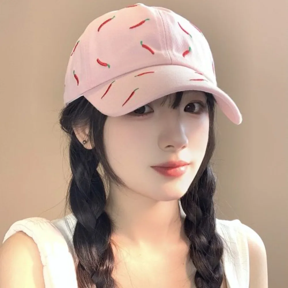 

Creative Chili Embroidered Baseball Cap Sunscreen Peaked Red Pepper Hat Fashion Sweet Cotton Baseball Cap Men