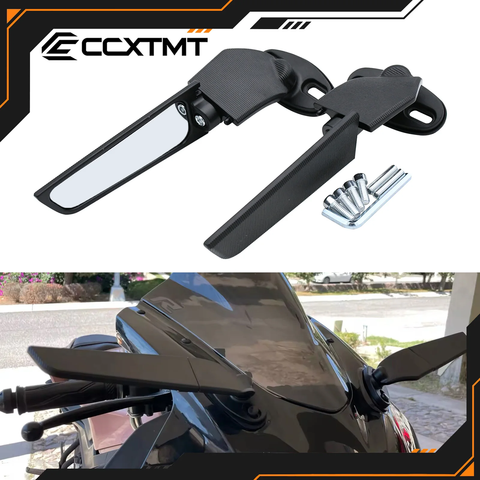 For Honda Aprilia Suzuki Yamaha Ducati Kawasaki BWM KTM Motorcycle Mirror Modified Wind Wing Adjustable Rotating Rearview Mirror