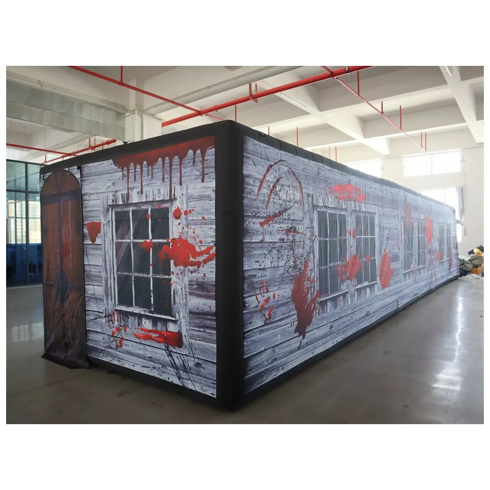 Large Gray Blood Window Inflatable Maze 4X11m 13X36ft with Blower Sports Game Exciting Party Events Kids and Adults Outdoor Fun