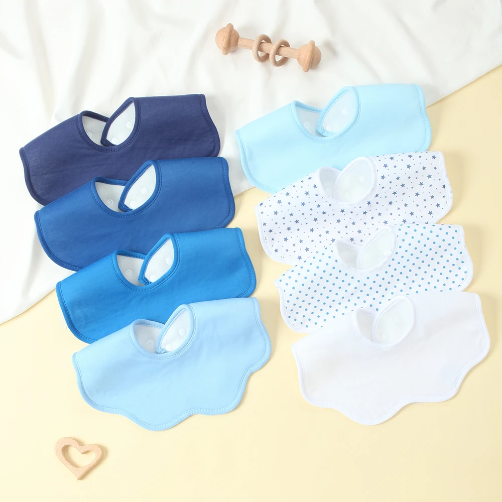 

Супервпитывающие детские нагрудники, 8 шт., для новорожденных мальчиков, мягкие и приятные для кожи, синяя серия с милым принтом, с рюшами