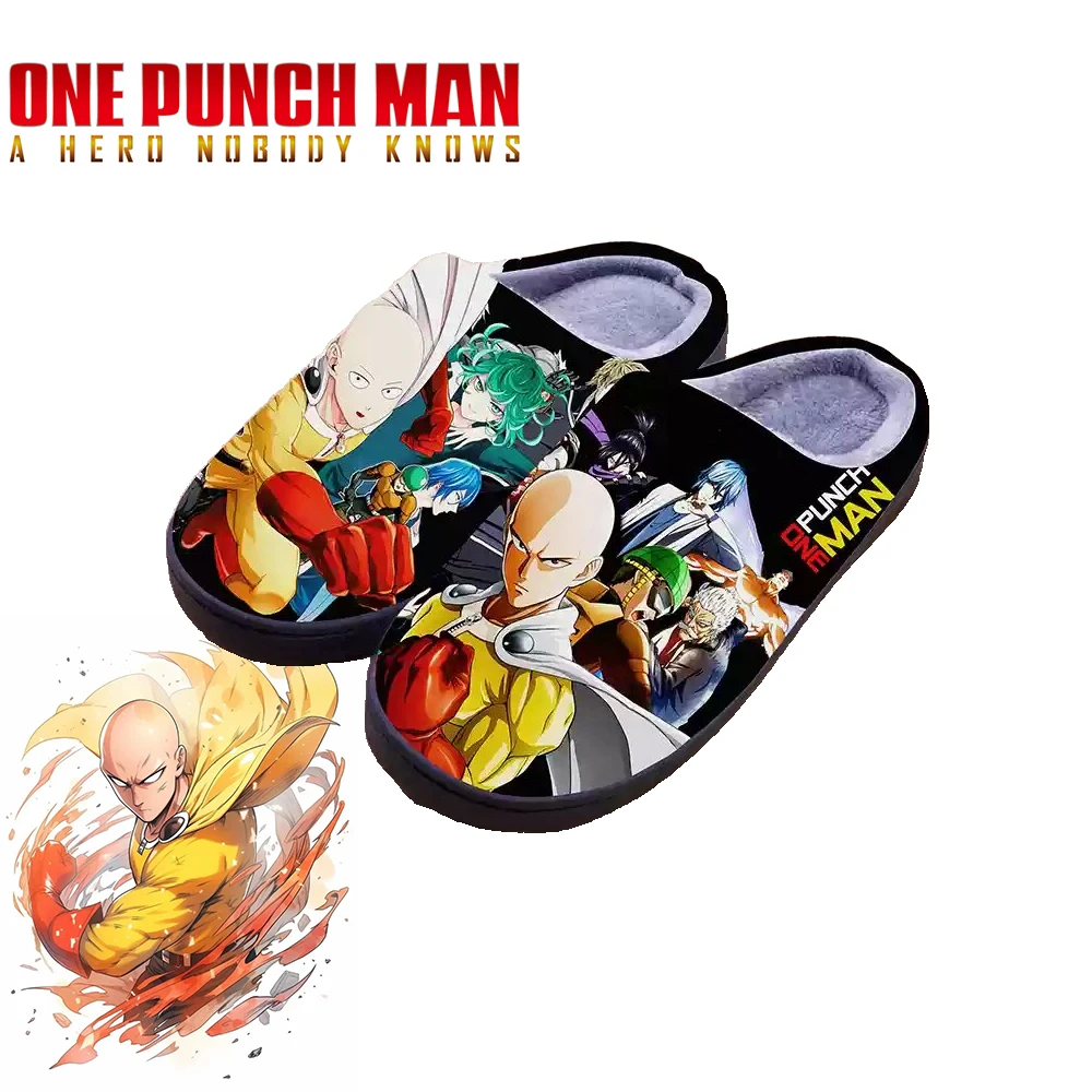 

Мужские зимние теплые тапочки ONE PUNCH для мужчин женщин детей аниме Сайтама Генос ужас Торнадо Косплей домашние Мультяшные Тапочки