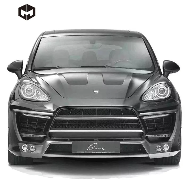 Fiberglass Front Rear Bumpers Side Skirts Fender Flare Bonnet Hood Wide Body Kit for Porsche Cayenne 958 10-14