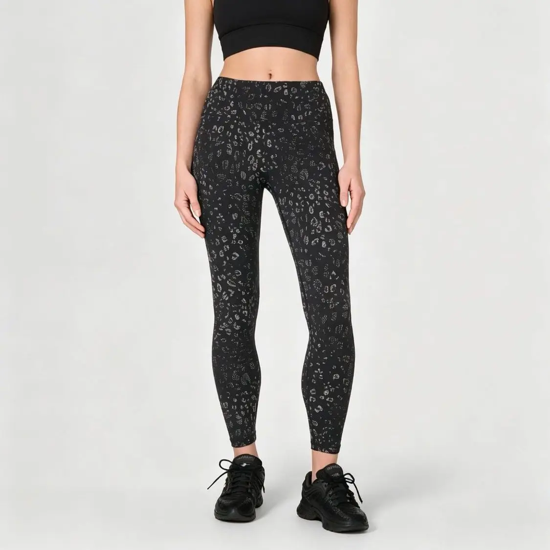 Unisex Leopard Yoga Pants High Waisted Leggings Black Stretch Workout Tights
