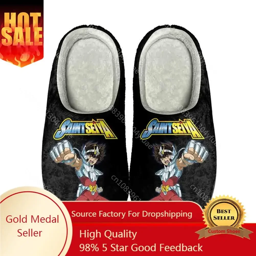 

Аниме Saint Seiya Fun, домашние хлопковые тапочки на заказ, мужские и женские плюшевые модные повседневные теплые тапочки высокого качества, термотапочки