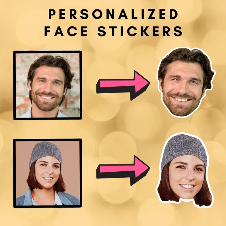 25Pcs Personalized Stickers Face Sticker Custom Logo Stickers Kids Birthday Party Photo Decal Party Favours Water Bottle Laptop