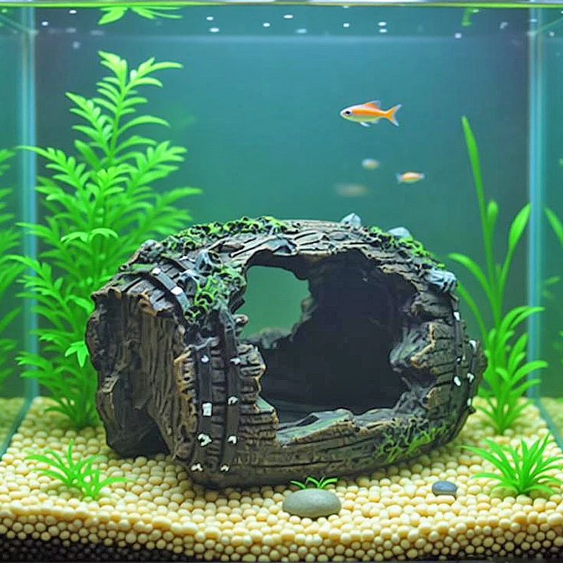 

Resin Aquarium Ornaments Decorations Artificial Barrel Cave Landscaping Accessories For Fish Tank Aquarium Decoration Background