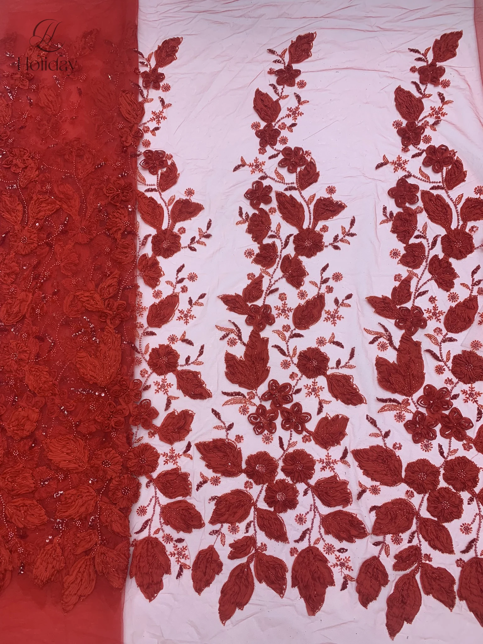 Hot Sale Unique Design Africa High Quality Handmade Beautiful 3D Embroidery Beads With Sequins For Wedding or Party Dress