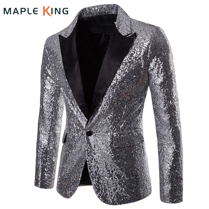 Steampunk Dress Coat Men Blazers Luxury Designer Shiny Sequin Glitter Suits Nightclub Prom Mens Wedding Party Club Bar Jackets