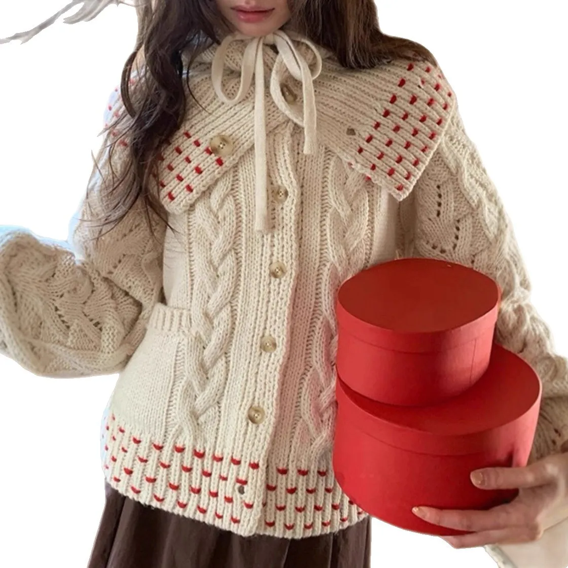 Vrouwen Gebreid Vest Met Capuchon Truien Gesplitste Truien Afneembare Kap Lange Mouwen Single Breasted Casual Herfst Winter 2025