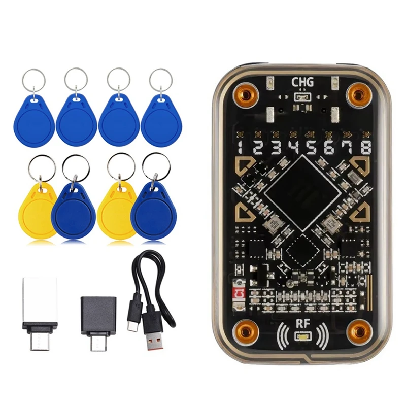 

A73E-Chameleon Ultra RFID Smart Chip Reader+4Xuid/4Xcuid Keychain Contactless Smart Card Emulator 125K 13.56Mhz Badge Decode