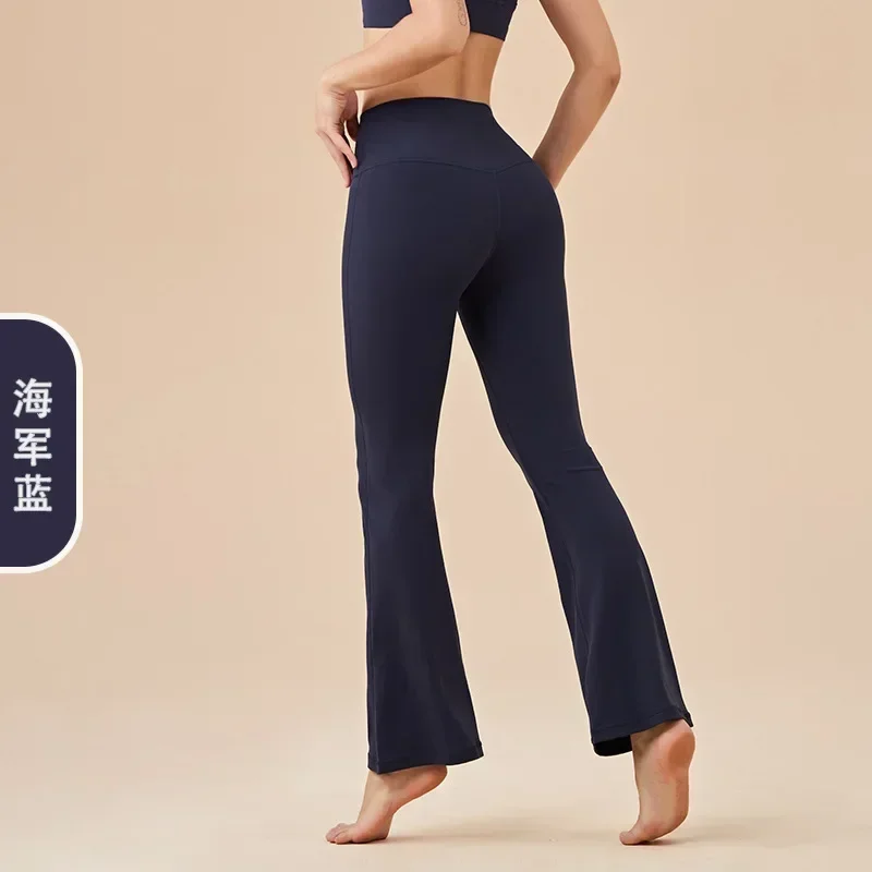 L Nude Yoga Pants Flared Pants Without Embarrassment Hip High Waist Pocket Sports Fitness Sports