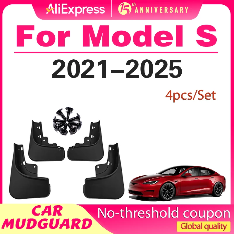 

MudFlaps For Tesla Model S 2021-2025 2022 2023 Mud Flaps Splash Guard Mudguards Front Rear Fender Auto Styline Car Accessories