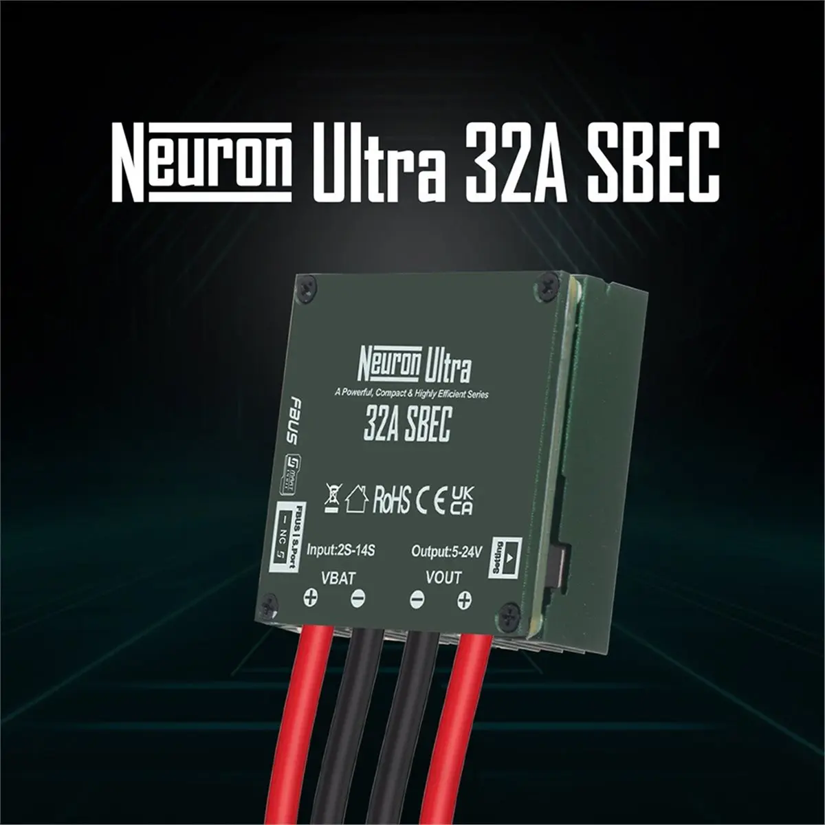 【★2026 Popular♠】Neuron Ultra 32A SBEC Compact GaN Power Converter 5 Preset Voltage Modes FBUS Support for RC Models and Drones