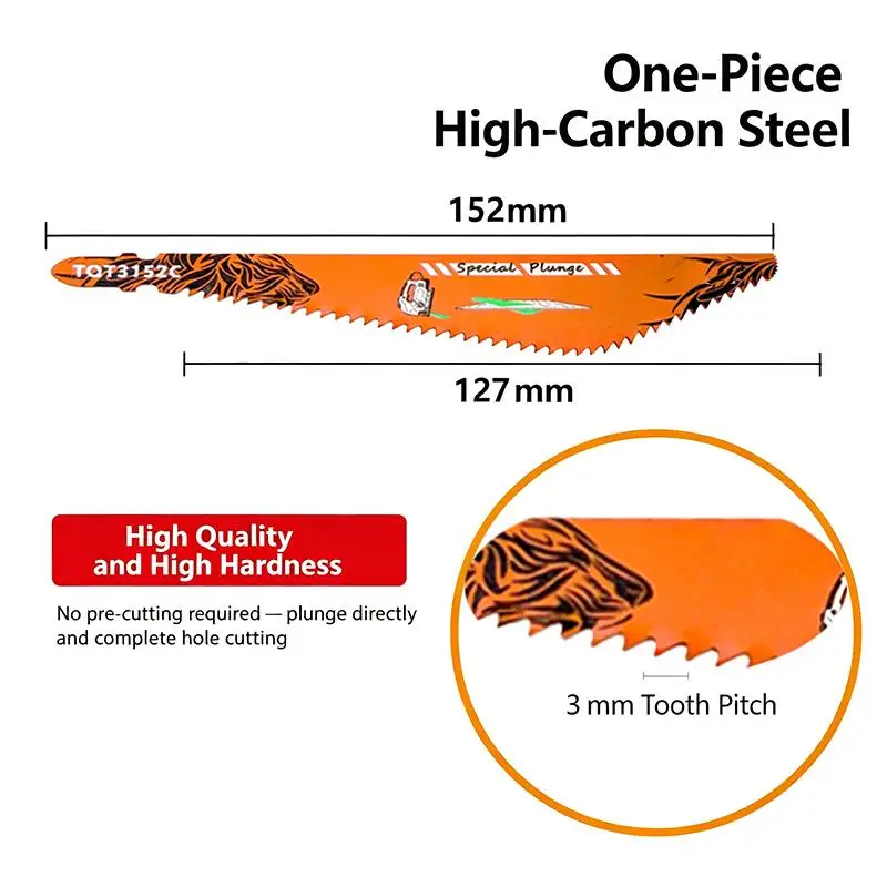 S Shank Reciprocating Saw Blade 152mm 3mm Tooth Pitch Rough Cutting Blade For Fast Wood Cutting Universal